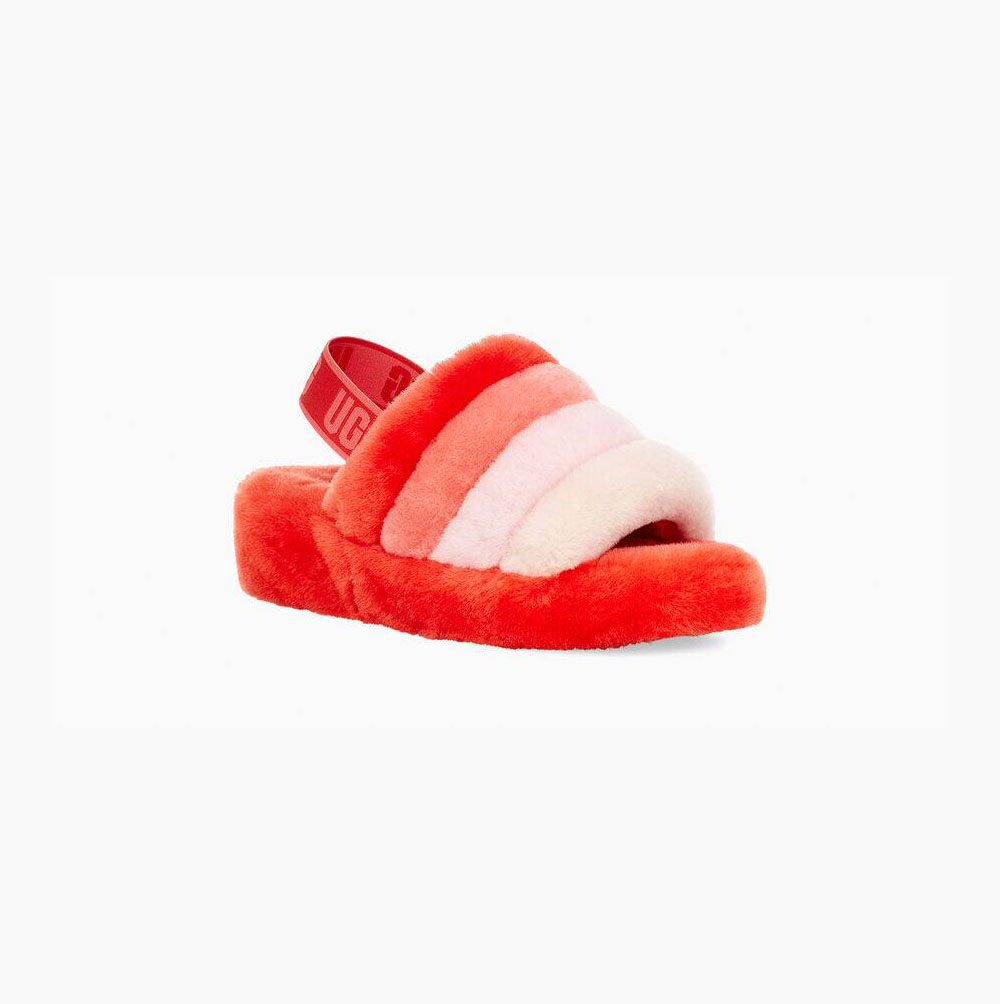 UGG Fluff Yeah Orange Multicolor Slides for Women (LVYQ19074)